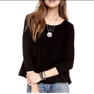 Free people xs top we the free peplum black shirt